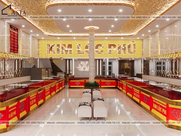 Tiệm vàng hướng đến sự phô trương với gam màu mạnh mẽ