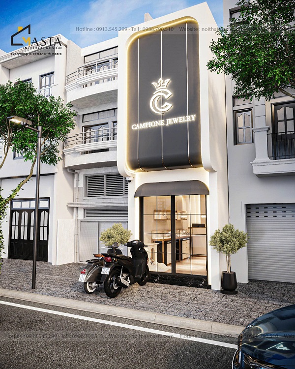 Mặt tiền thiết kế tiệm trang sức Campione Jewelry, Quận 3