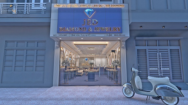 Phối cảnh 3D thiết kế tiệm trang sức Jed Diamond & Jewelry, Tân Bình 