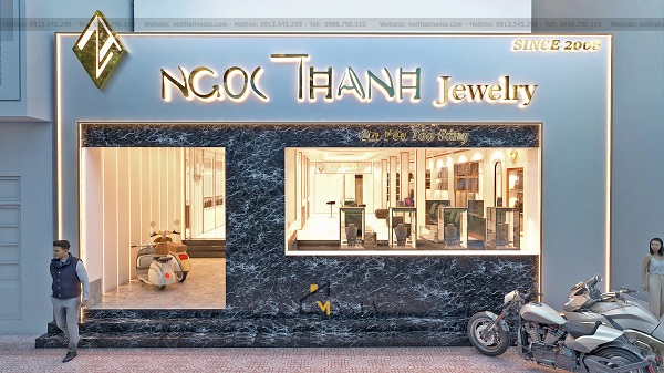 Lát gạch bên ngoài để tăng điểm nhấn cho tiệm Ngoc Thanh