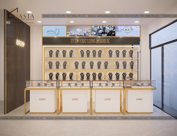 Phối cảnh 3D thiết kế tiệm trang sức Thi Diamond, HCM