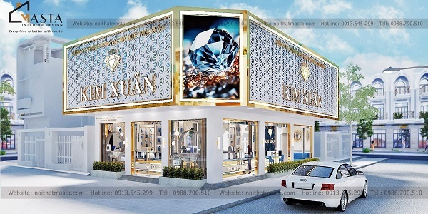 Cách phân bổ ánh sáng trong thiết kế tiệm vàng 2 mặt tiền
