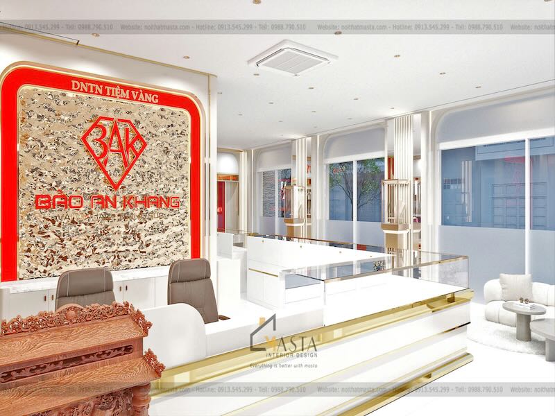 Thiết kế background nổi bật để tăng độ nhận diện cho tiệm vàng Bảo An Khang