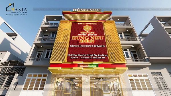 Phối cảnh 3D thiết kế tiệm vàng Hùng Như, Hậu Giang