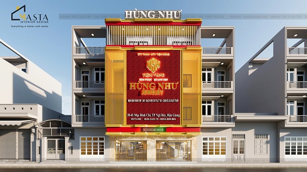 Thiết kế tiệm vàng Hùng Như, Hậu Giang theo phong cách hiện đại
