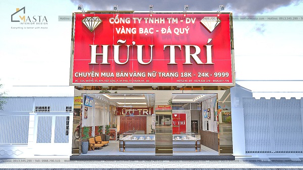 Phối cảnh 3D thiết kế tiệm vàng Hữu Trí, Bình Dương