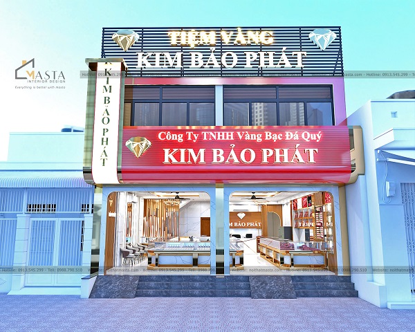 Phối cảnh 3D thiết kế tiệm vàng Kim Bảo Phát