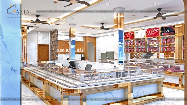 Thiết kế tiệm vàng Kim Bảo Phát phong cách hiện đại