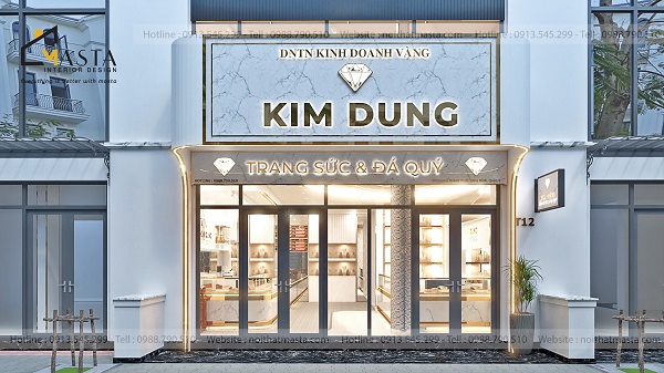 Phối cảnh 3D bên ngoài thiết kế tiệm vàng Kim Dung
