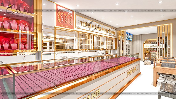 Hệ thống đèn chiếu sáng khoa học giúp tiệm vàng có đủ sáng và trang sức lấp lánh hơn