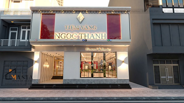 Phối cảnh 3D thiết kế tiệm vàng Ngọc Thành, Tây Ninh