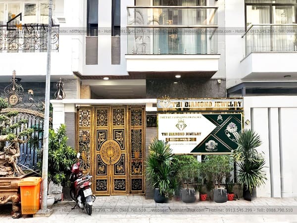 Phối cảnh 3D bên ngoài thiết kế tiệm vàng Thi Diamond, Q12