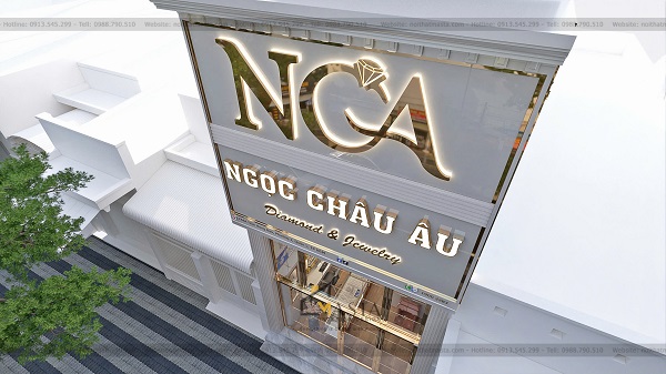 Thiết kế bảng hiệu NCA chữ nổi kết hợp viền Led