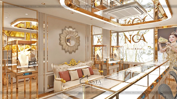 Sắp xếp ghế ngồi sofa ở cuối khu vực trưng bày