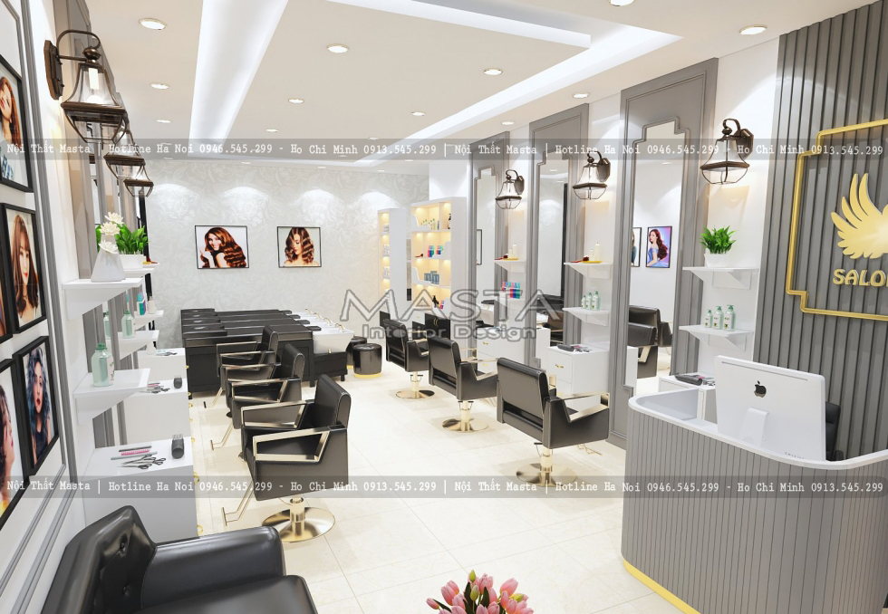 Thiết kế cửa hàng cắt tóc bằng việc bố trí và phân chia không gian hợp lý