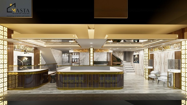 Đặt tủ chữ U ở trung tâm để khách hàng xem từ nhiều phía