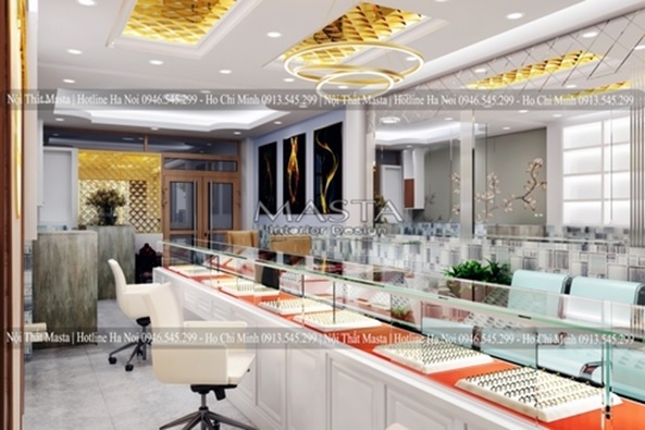Mẫu tủ trưng bày vàng bạc, trang sức đẹp sang trọng