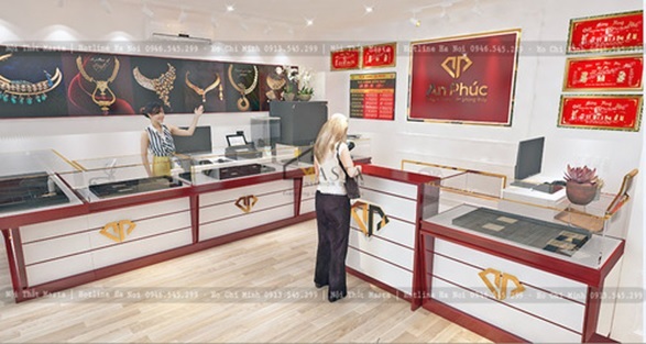 Mẫu tủ trưng bày vàng bạc, trang sức đẹp sang trọng