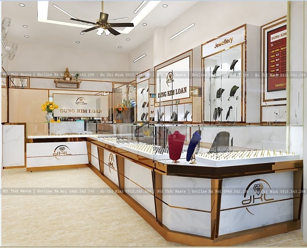 Mẫu tủ trưng bày vàng bạc, trang sức đẹp sang trọng