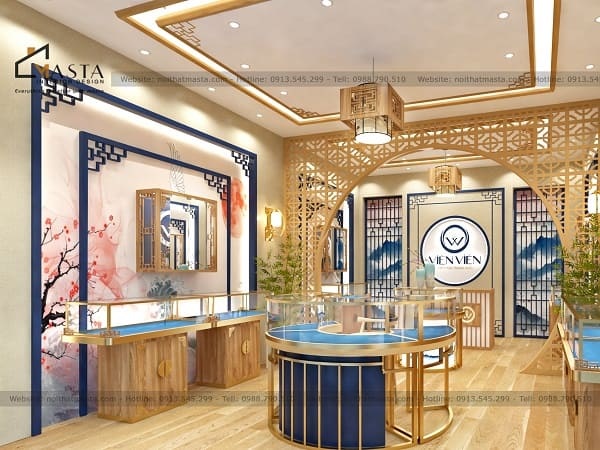 Mẫu tủ kính cường lực dành cho tiệm vàng